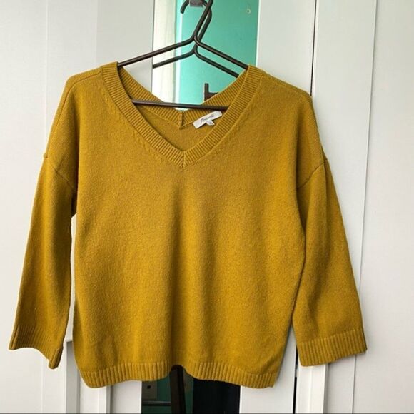 MADEWELL Double V-Neck Sweater Egyptian Gold Size XXS - Picture 2 of 6